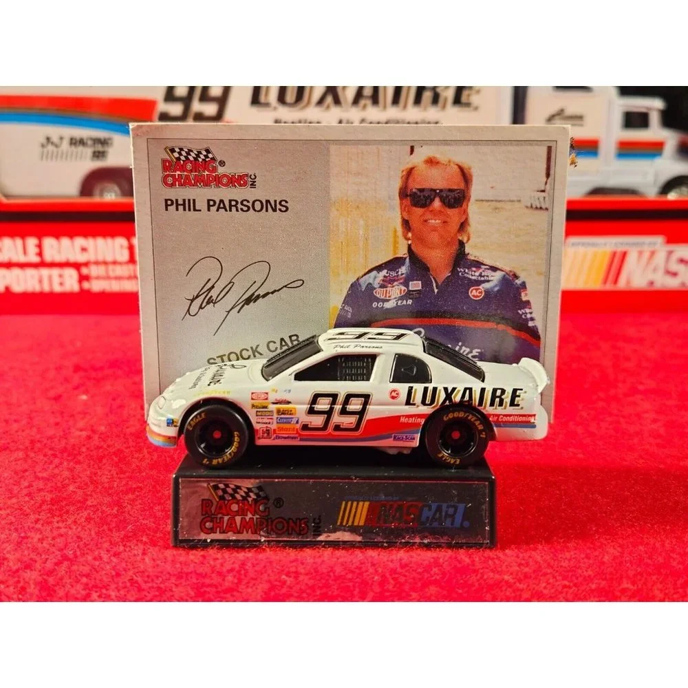 PHIL‎ PARSONS NASCAR TRANSPORTER BUNDLE w/MATCHING STOCKCAR & PLAYER CARD - NIB